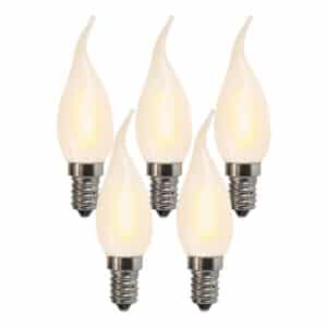 5er Set E14 LED gefrostete Kerzenlampe BXS35 1W 100 Lumen 2200K