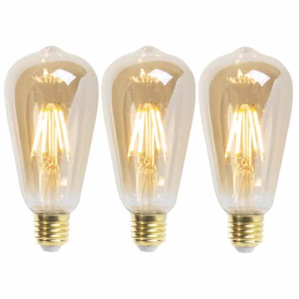 Set mit 3 E27 dimmbaren LED-Lampen ST64 Goldline 5W 380 lm 2200K