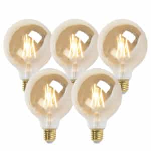 Set mit 5 E27 dimmbaren LED-Lampen G95 Gold 5W 380 lm 2200K