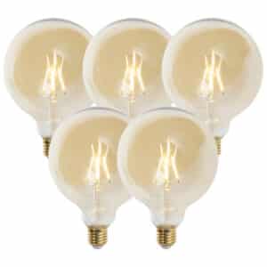 Set mit 5 E27 dimmbaren LED-Lampen G125 Gold 5W 450 lm 2200K