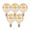 Set mit 5 E27 dimmbaren LED-Glühfadenlampen G95 goldline