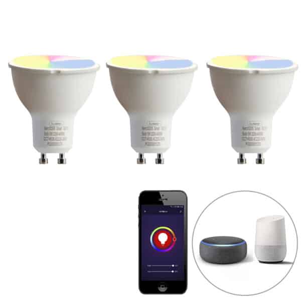 Smartes Set mit 3 dimmbaren GU10 LED-Lampen 5W RGB 350 lm 2200-4000K