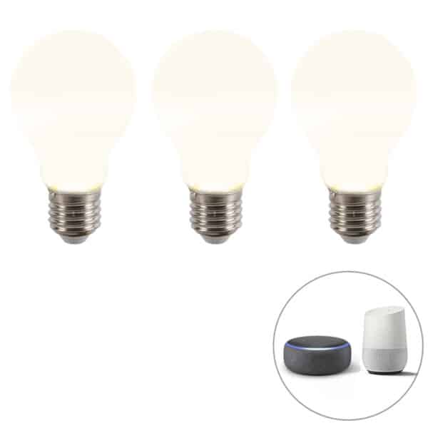 Set mit 3 intelligenten E27 dimmbaren LED-Lampen A60 matt 7W 806 lm 2200-4000K