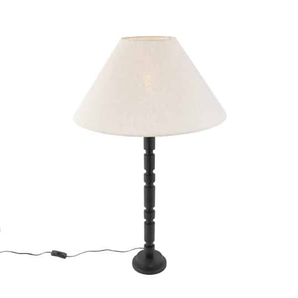 Art Deco Tischleuchte mit Leinenschirm beige 50 cm - Torre