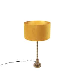 Art Deco Tischlampe mit Veloursschirm gelb 35 cm - Pisos