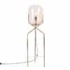 Art Deco Stehlampe Messing mit rosa Glas - Bliss