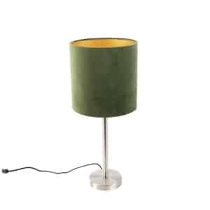 Tischlampe Stahl mit grünem Schirm 25 cm - Simplo