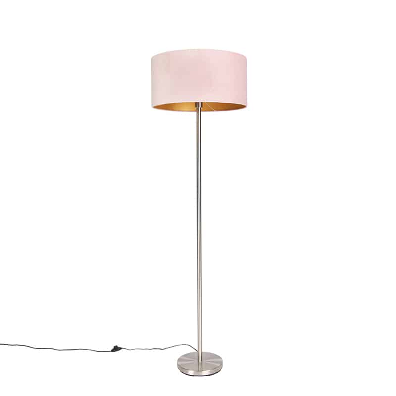 Stehlampe Stahl mit rosa Schirm 50 cm - Simplo