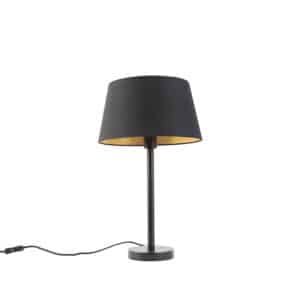 Klassische Tischlampe schwarz mit schwarzem Schirm 32 cm - Simplo