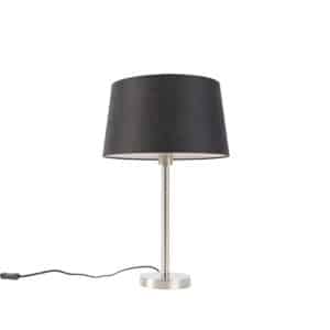 Moderne Tischlampe Stahl mit schwarzem Schirm 35 cm - Simplo