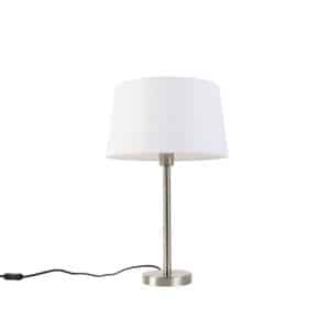 Moderne Tischlampe Stahl mit weißem Schirm 32 cm - Simplo
