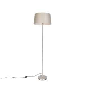 Moderne Stehlampe Stahl mit taupefarbenem Schirm 45 cm - Simplo