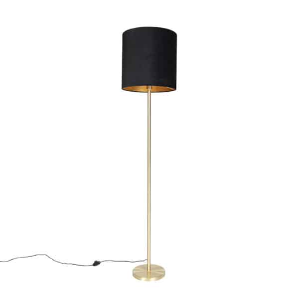 Klassische Stehlampe Messing mit schwarzem Schirm 40 cm - Simplo