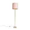 Romantische Stehlampe Messing mit rosa Schirm 40 cm - Simplo