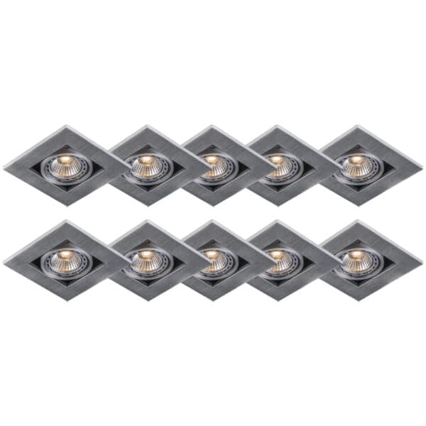 Set aus 10 modernen Einbaustrahlern Aluminium 3 mm stark - Qure