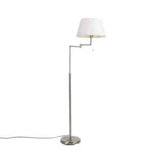 Stehlampe aus Stahl mit weißem Schirm und verstellbarem Arm - Ladas Deluxe