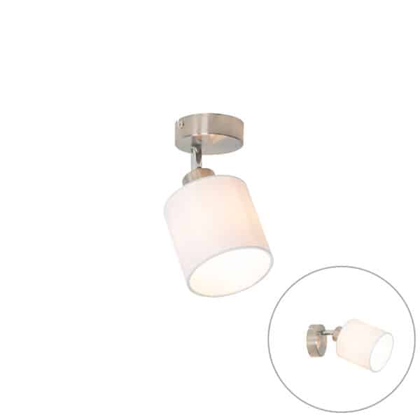 Moderne Wandleuchte Stahl mit weißem Schirm verstellbar - Hetta