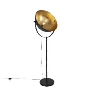 Industrie Stehlampe schwarz 50 cm mit Gold verstellbar - Magnax