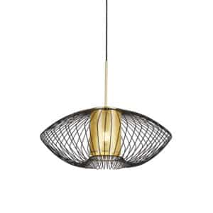 Design Hängelampe Gold mit schwarz 60 cm - Dobrado