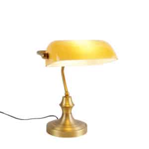 Klassische Notarlampe Bronze mit Braunglas - Banker