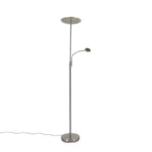 Moderne Stehlampe Stahl inkl. LED mit Fernbedienung und Lesearm - Strela