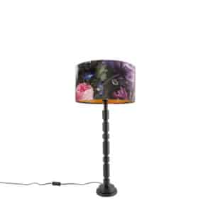 Art Deco Tischlampe schwarz mit Blumenschirm 35 cm - Torre