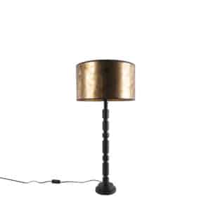 Art Deco Tischlampe schwarz mit Bronzeschirm 35 cm - Torre