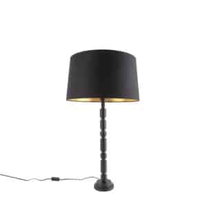 Art Deco Tischlampe schwarz mit Baumwollschirm 45 cm - Torre