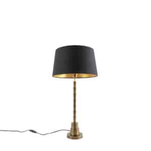 Art Deco Tischlampe Bronze mit Baumwollschirm schwarz 35 cm - Pisos