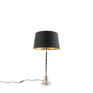 Art Deco Tischlampe Gold mit Baumwollschirm schwarz 35 cm - Pisos