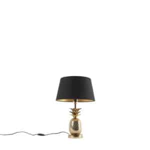 Art Deco Tischlampe Gold mit schwarzem Schirm 50 cm - Tropical