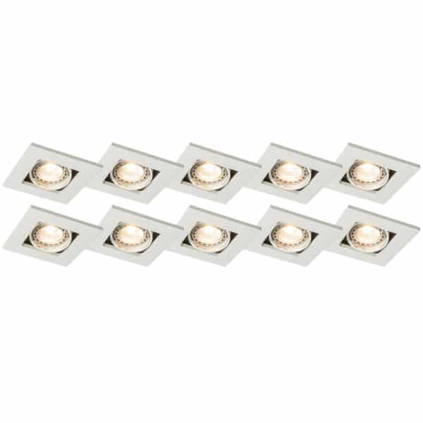 Set mit 10 Einbaustrahlern weiß einstellbar - Qure
