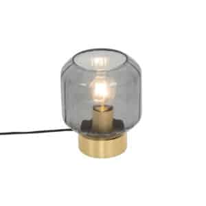 Design Tischlampe Messing mit Rauchglas - Stiklo
