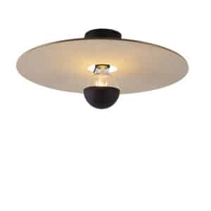 Deckenleuchte schwarz flacher Schirm taupe 45 cm - Combi