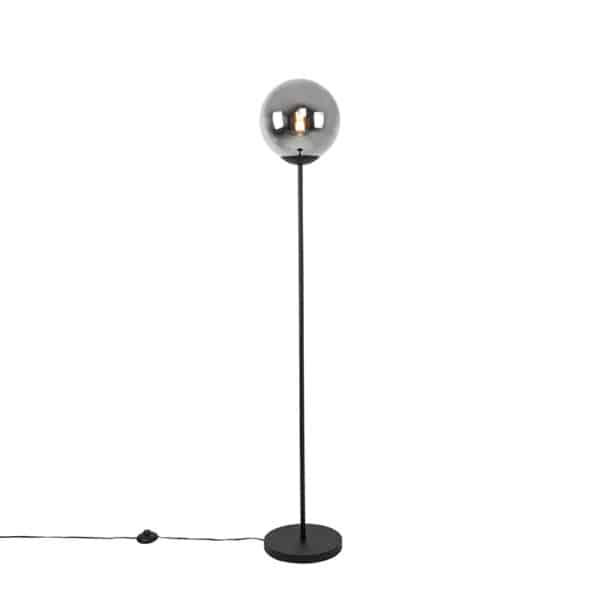 Art Deco Stehleuchte schwarz mit Rauchglas - Pallon Mezzi