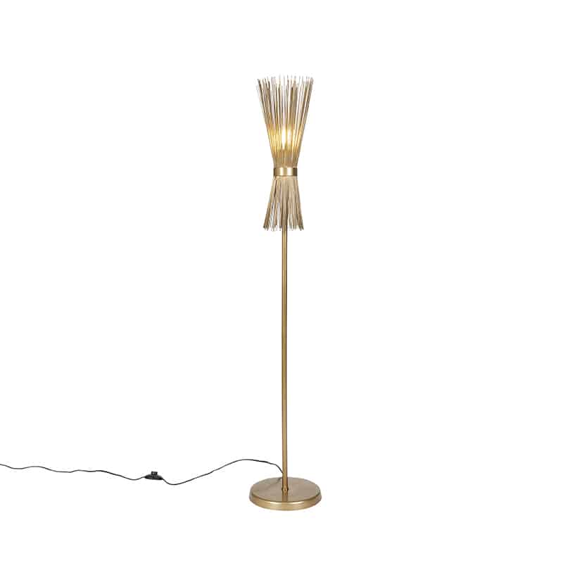 Art Deco Stehlampe Gold - Besen
