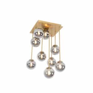 Moderne Deckenleuchte Gold 9-Lichter mit Rauchglas - Athen