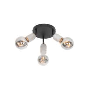 Deckenfleck schwarz mit Beton rund 3-Licht - Pedra