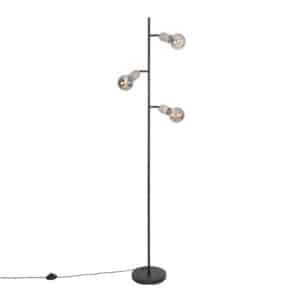 Industrielle Stehlampe schwarz mit Beton 3-Licht - Pedra