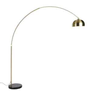 Bogenlampe Messing mit schwarzem Marmorsockel verstellbar - XXL