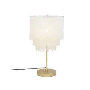 Orientalische Tischlampe Gold Creme Schirm mit Fransen - Franxa