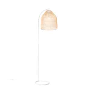 Land Stehlampe weiß mit Rattan - Sam