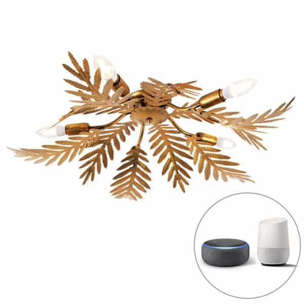 Vintage Smart Deckenleuchte Gold inkl. 5 WiFi E14 - Botanica
