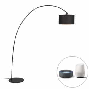 Intelligente moderne Bogenlampe schwarz inkl. A60 Wifi - Vinossa