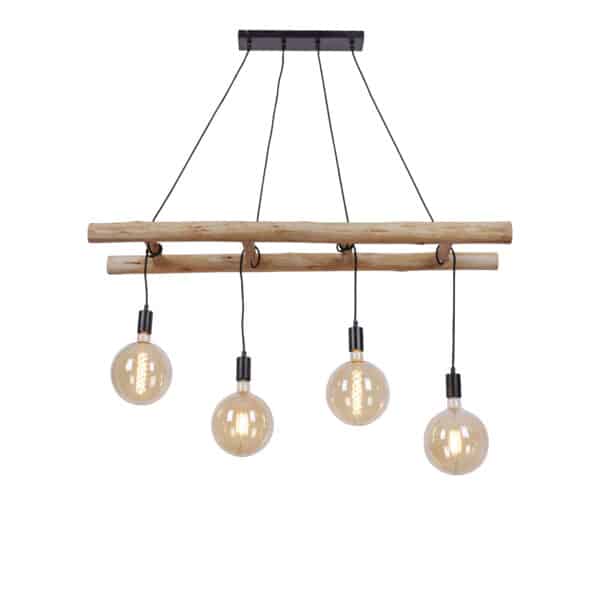 Ländliche Hängelampe Holz 4-Licht - Scala