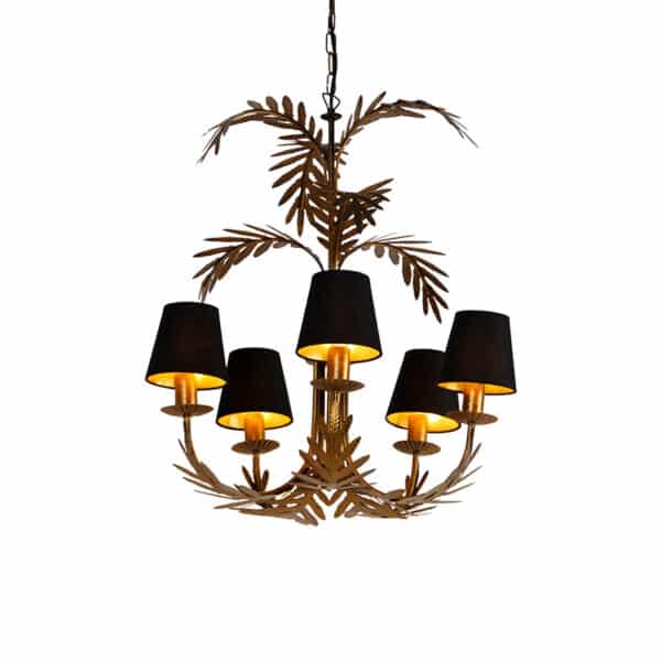 Kronleuchter Gold mit schwarzen Farbtönen 5-Licht - Botanica