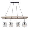 Industrielle Hängelampe schwarz mit Holz 4-Licht - Mediena