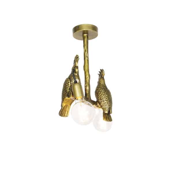 Vintage Messing Deckenlampe 2-flammig - Papegoje