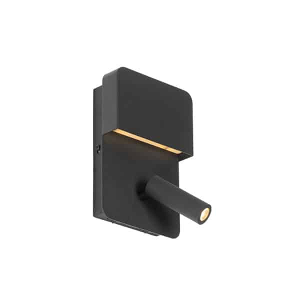 Moderne Wandleuchte schwarz inkl. LED mit USB und Leselampe - Robin