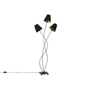 Design Stehlampe schwarz mit gold 3-flammig - Melis